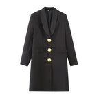 Elegant Women's Blazer Jacket with Decorative Buttons