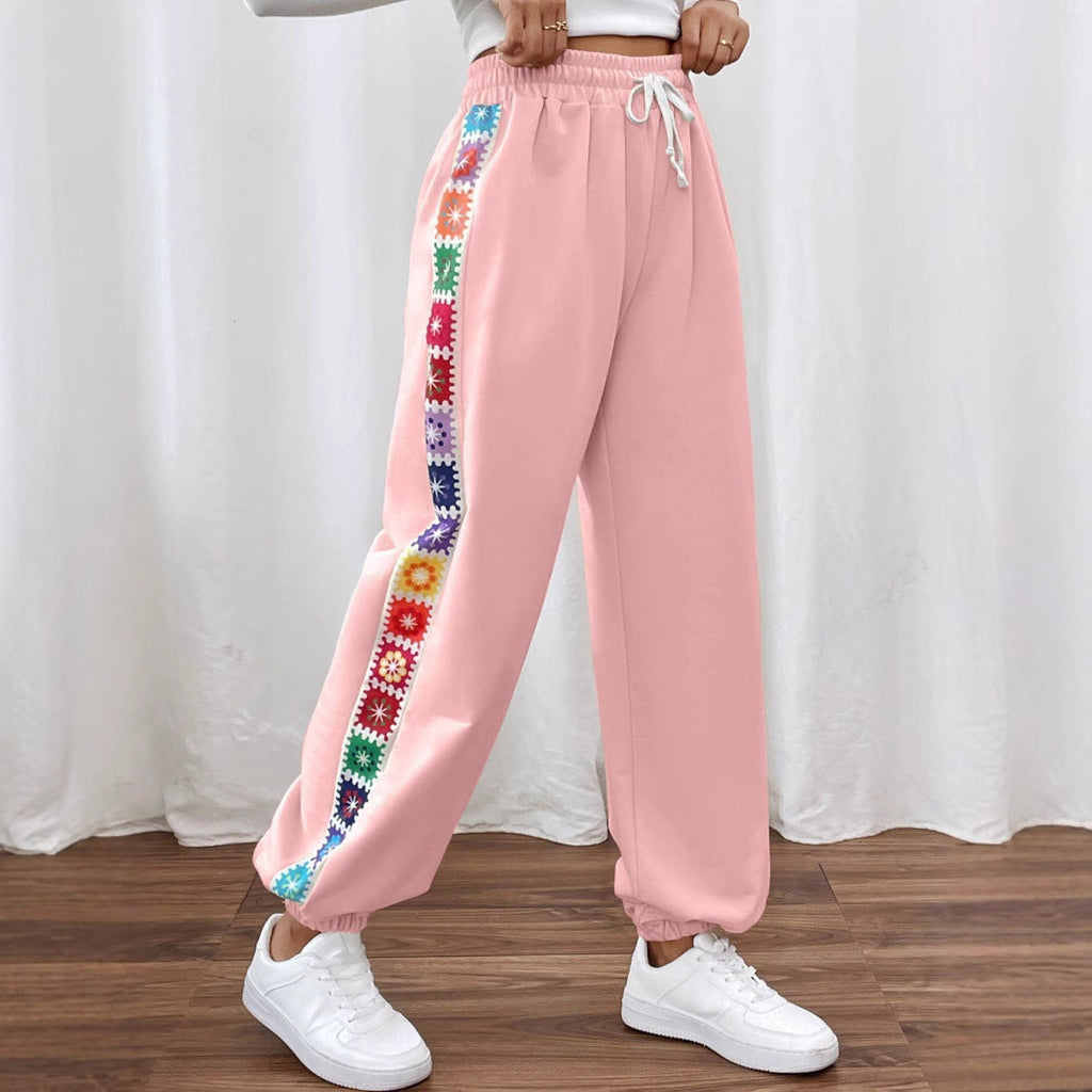 Women's Floral Print Lounge Pants with Elastic Waist