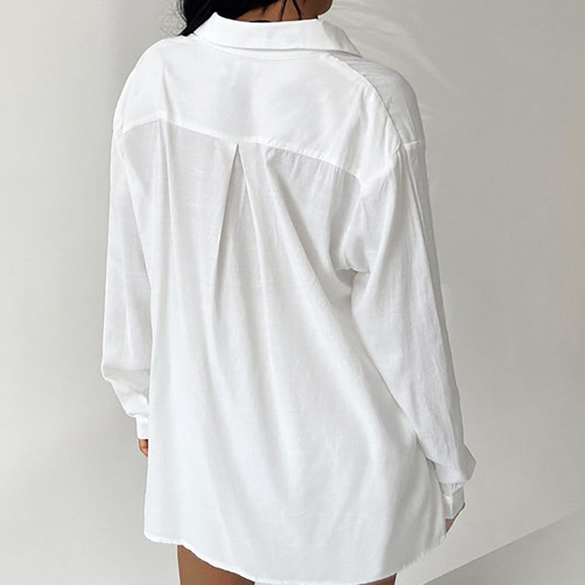 Women's Loungewear Set with Casual Button-Up Blouse and Comfortable Shorts