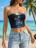 Women's Bandeau Top with Vibrant Floral Design