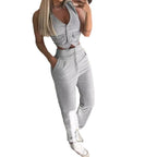 Women's Comfortable Lounge Set with Button Details and Wide Legs