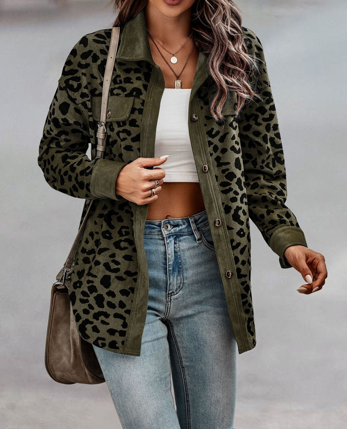 Women's Fashionable Leopard Print Overshirt