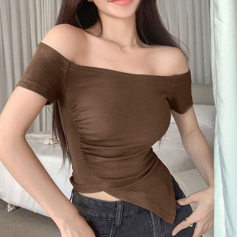 Women's Asymmetrical Ruched One-Shoulder Crop Top