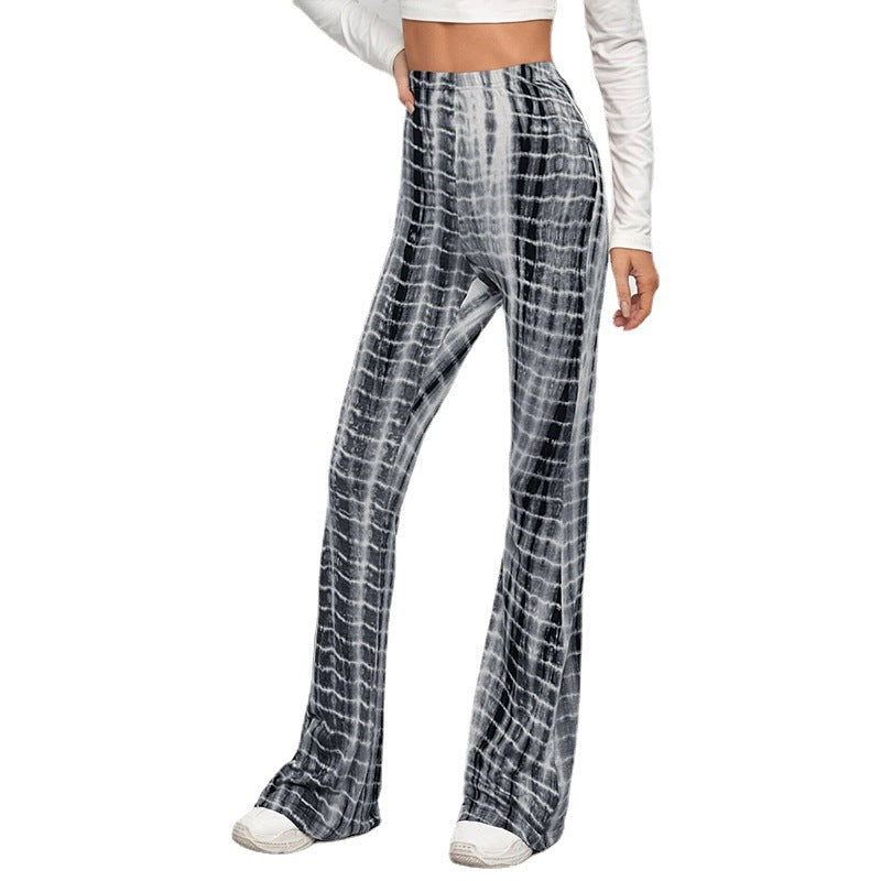 Women's Flared Leggings with Tie-Dye Design
