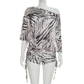 Women's Casual Beach Set with Asymmetrical Top and Ruched Shorts