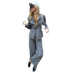 Women's Elegant Striped Two-Piece Suit