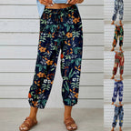 Women's Elegant Summer Trousers with Floral Pattern