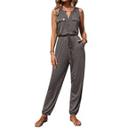 Women's Jumpsuit with Functional Pockets and Zipper