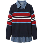 Women's Striped Knit Sweater with Casual Fit