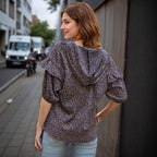 Women's Blouse with Ruffles and Floral Pattern