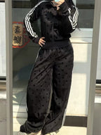 Women's Polka Dot Cotton-Blend Tracksuit Set
