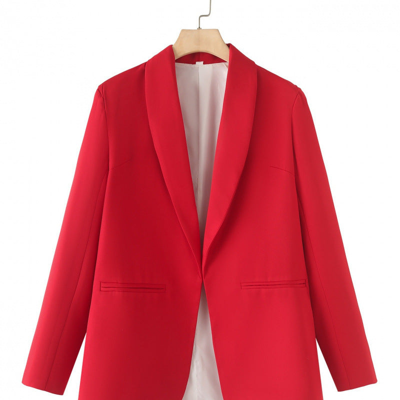 Elegant Women's Blazer with Unique Cut and Pockets