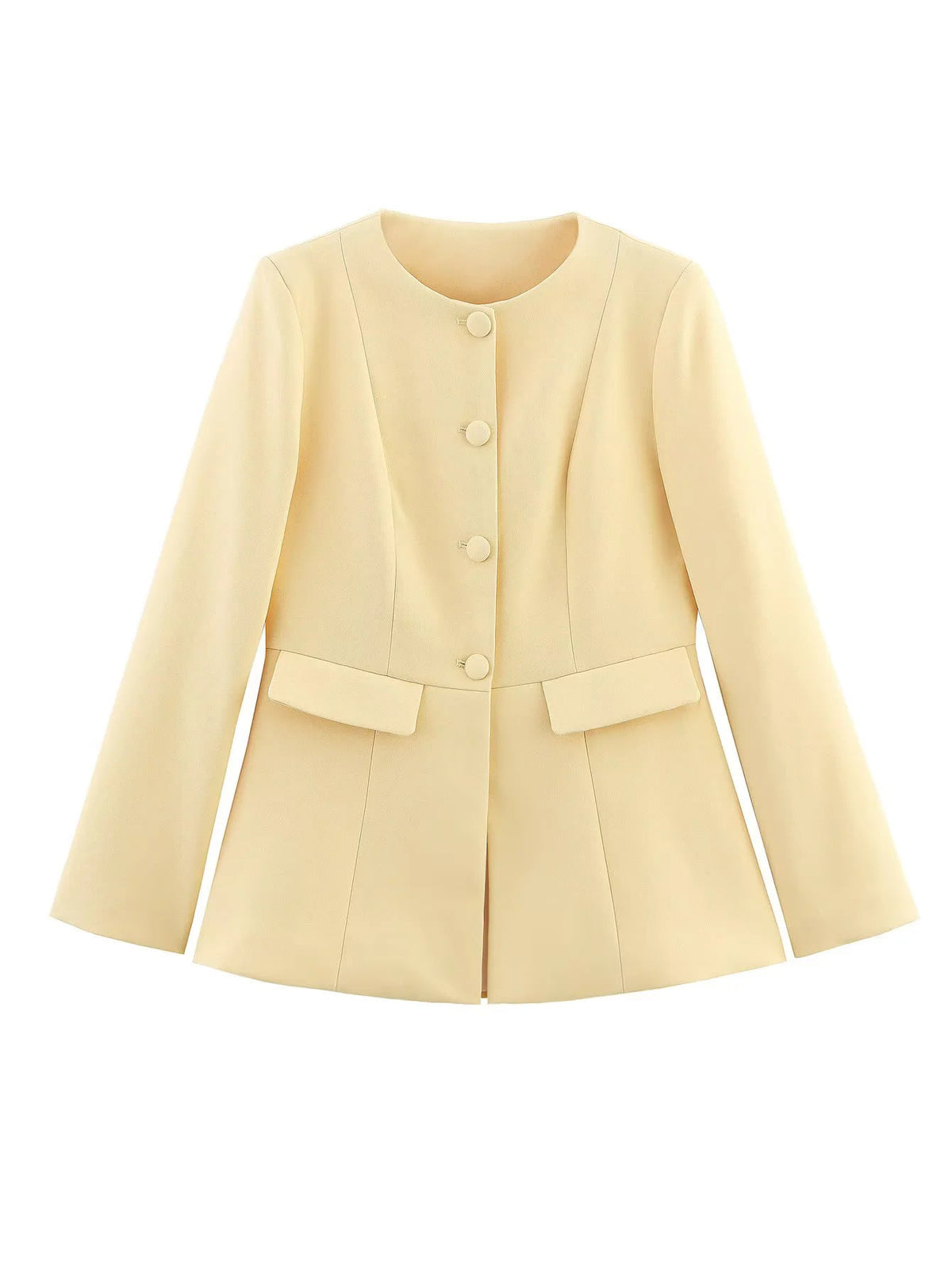 Women's Elegant Blazer Jacket with Fine Button Details and Practical Pockets