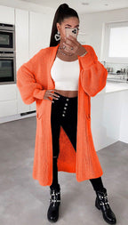 Women's Long Knit Coat with Spacious Pockets