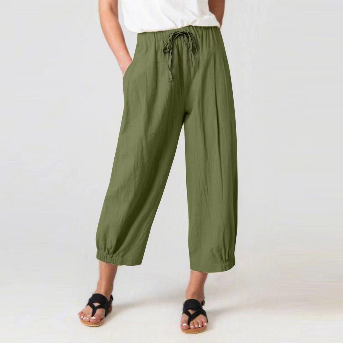 Women's Elegant Loose Palazzo Pants with Elastic Waistband