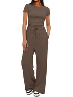 Women's Comfortable Leisure Set with Elastic Waist and Cozy Top
