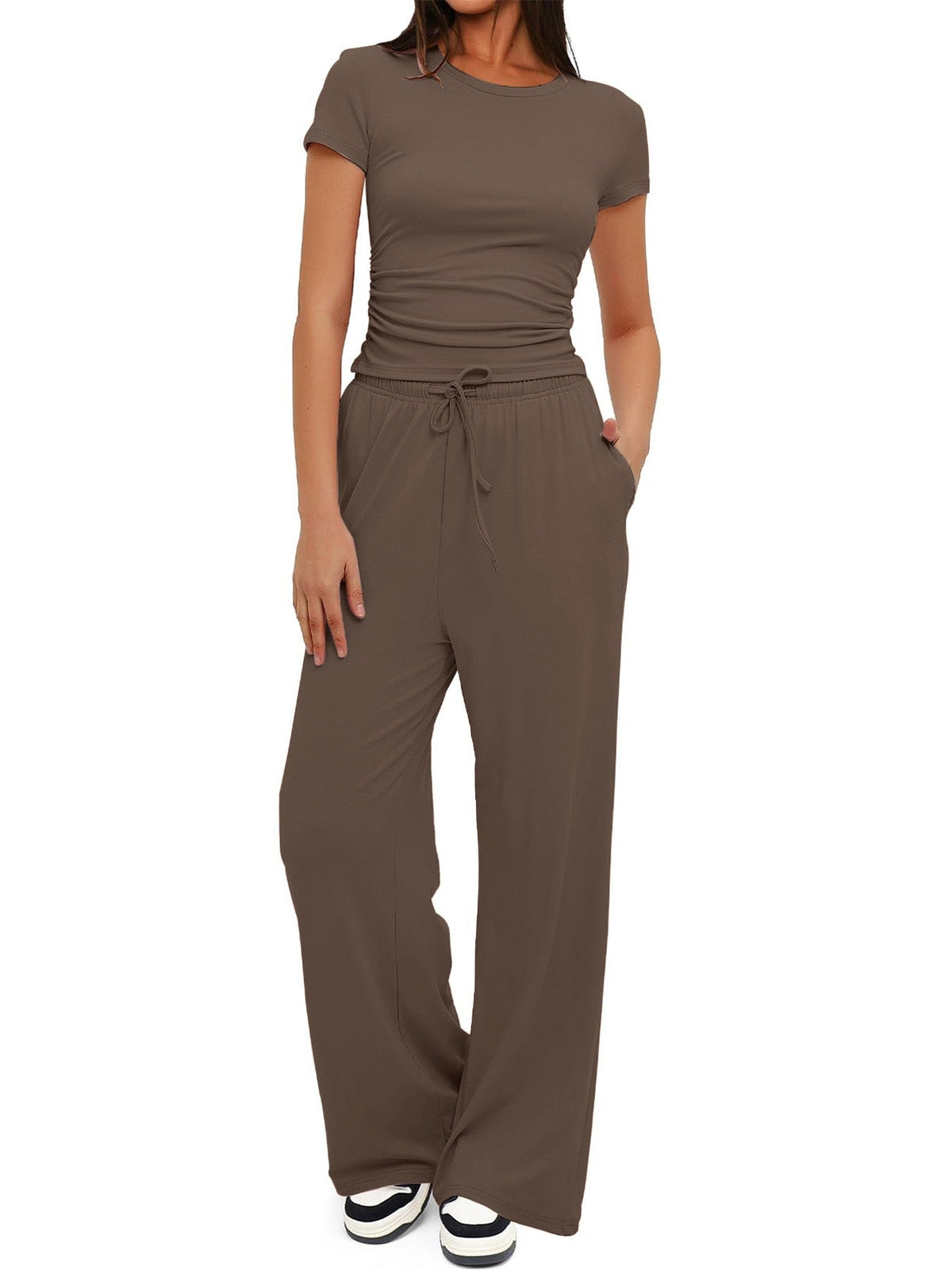 Women's Comfortable Leisure Set with Elastic Waist and Cozy Top