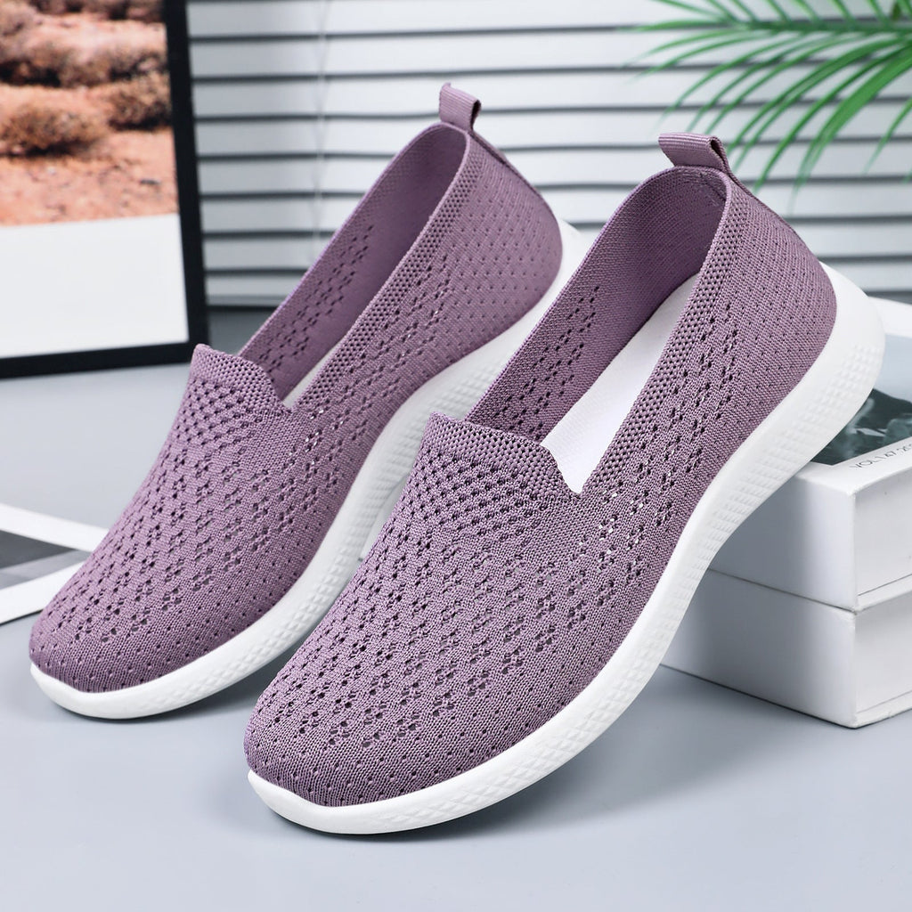 Women's Breathable Slip-On Sneakers with Elastic Knit Upper