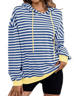 Women's Striped Hoodie with Kangaroo Pocket