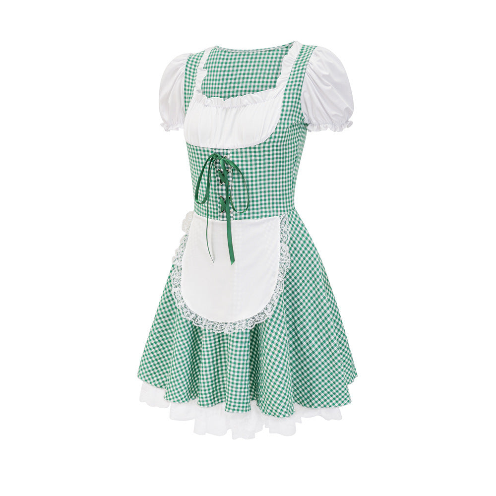 Women's Dirndl Dress with Traditional Plaid Pattern