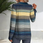 Women's Elegant Long-Sleeve Shirt with Modern Stripe Pattern and Button Details