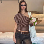Women's Asymmetrical Striped Wrap Top