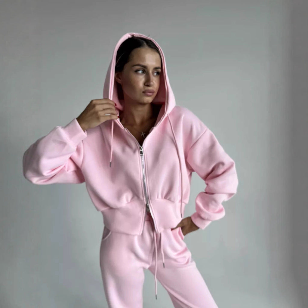 Cropped Zip-Up Hoodie