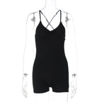 Women's Bodycon Bodysuit with Criss-Cross Straps