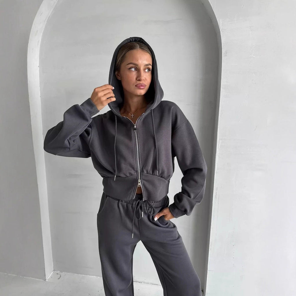 Cropped Zip-Up Hoodie