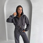 Cropped Zip-Up Hoodie