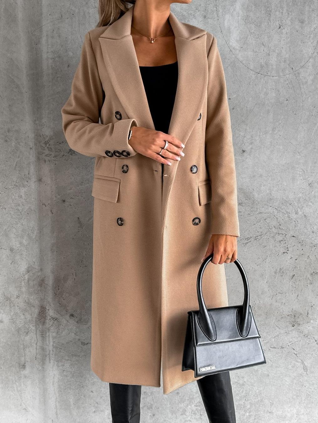 Elegant Double-Breasted Coat with Belt