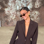 Women's Blazer with Deep V-Neck and Elegant Silhouette