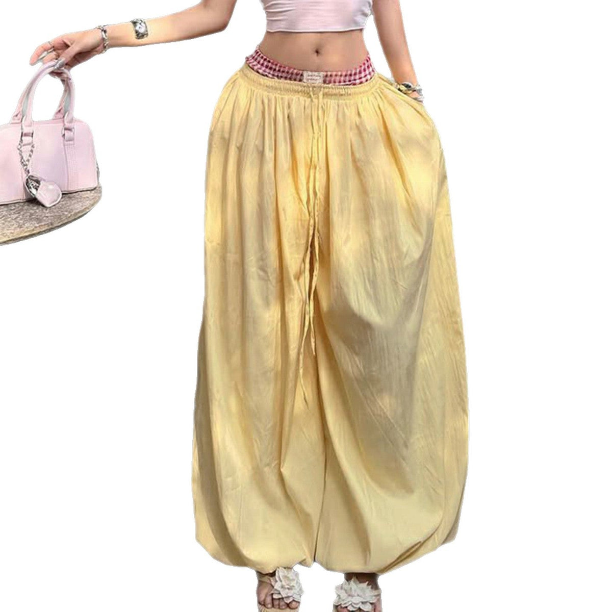 Women's Comfortable Palazzo Pants with Elastic Waist and Adjustable Drawstring