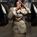 Women's Elegant Business Suit with Tailored Blazer and Skirt