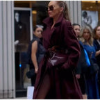 Women's Elegant Oversized Wool Jacket with Deep Lapel