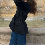 Women's Comfortable Trench Coat with Belt and Voluminous Sleeves