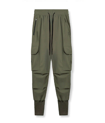 Women's Cargo Pants with Zipper Pockets and Elastic Waistband