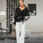 Blouse with Lace Detail and Relaxed Fit