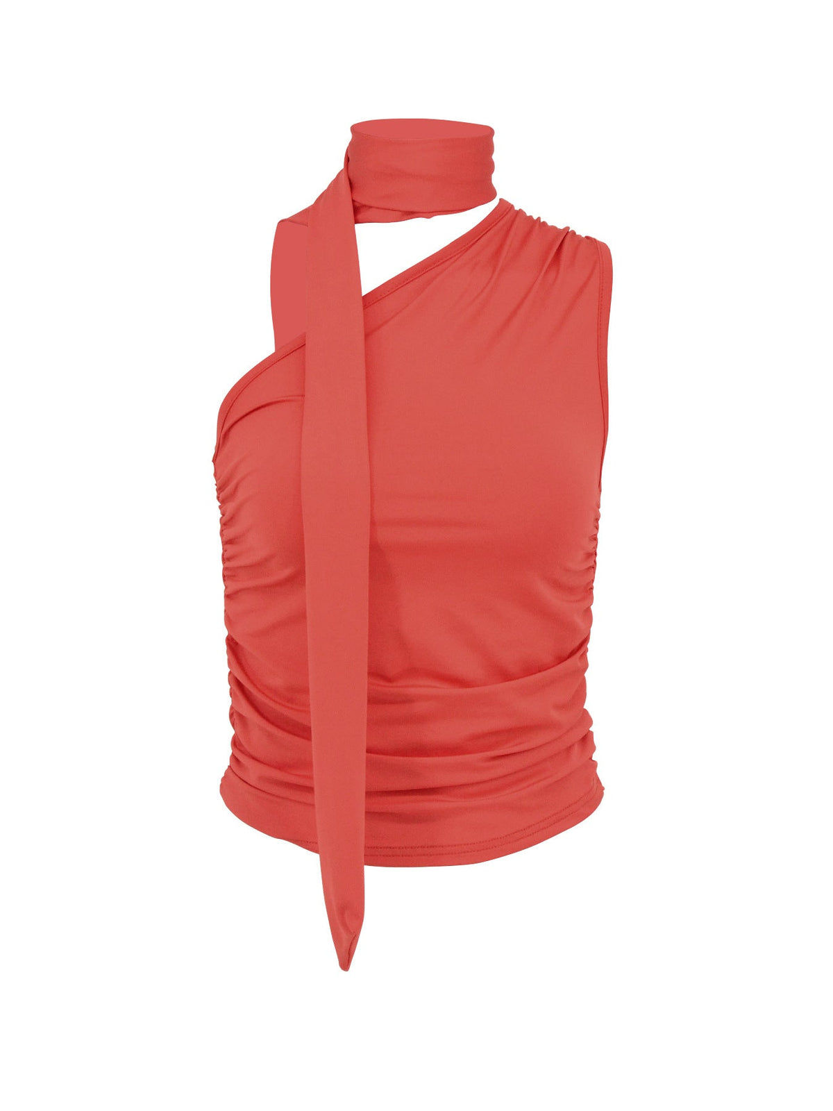 Women's Asymmetrical Top with Tie Details and Ruching