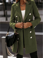 Women's Elegant Double-Breasted Wool Coat with Modern Cut