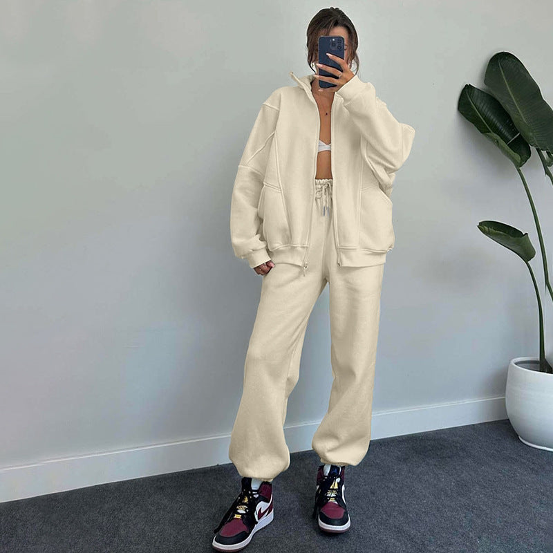 Women's Casual Two-Piece Set with Oversized Hoodie and Joggers