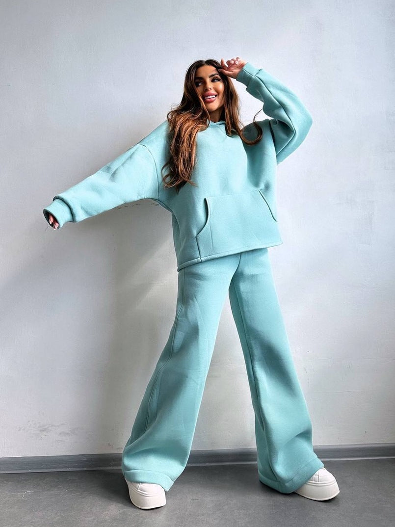 Women's Oversized Hoodie and Wide Leg Leisure Pants