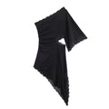 Women's Asymmetrical Lace Top with Elegant Ruffle Details