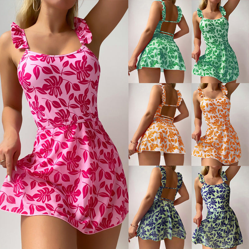 Women's Swim Dress with Floral Pattern
