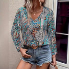 Elegant Paisley Blouse with V-Neck
