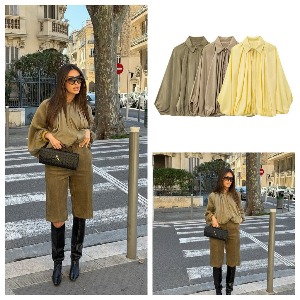 Elegant Women's Blouse with Pleated Details