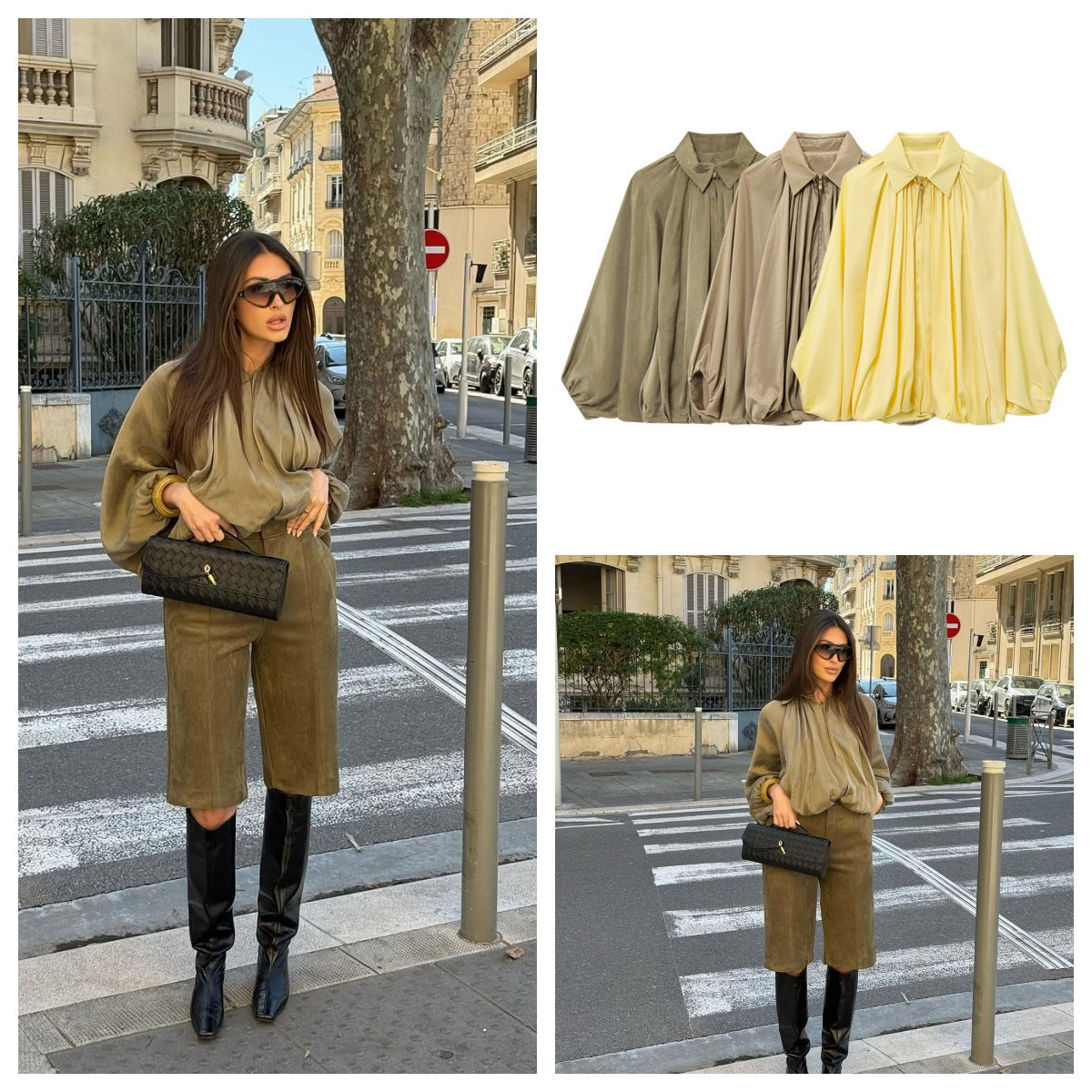 Elegant Women's Blouse with Pleated Details