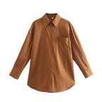 Women's Long-Sleeve Blouse with Elegant Cut and Cotton Fabric