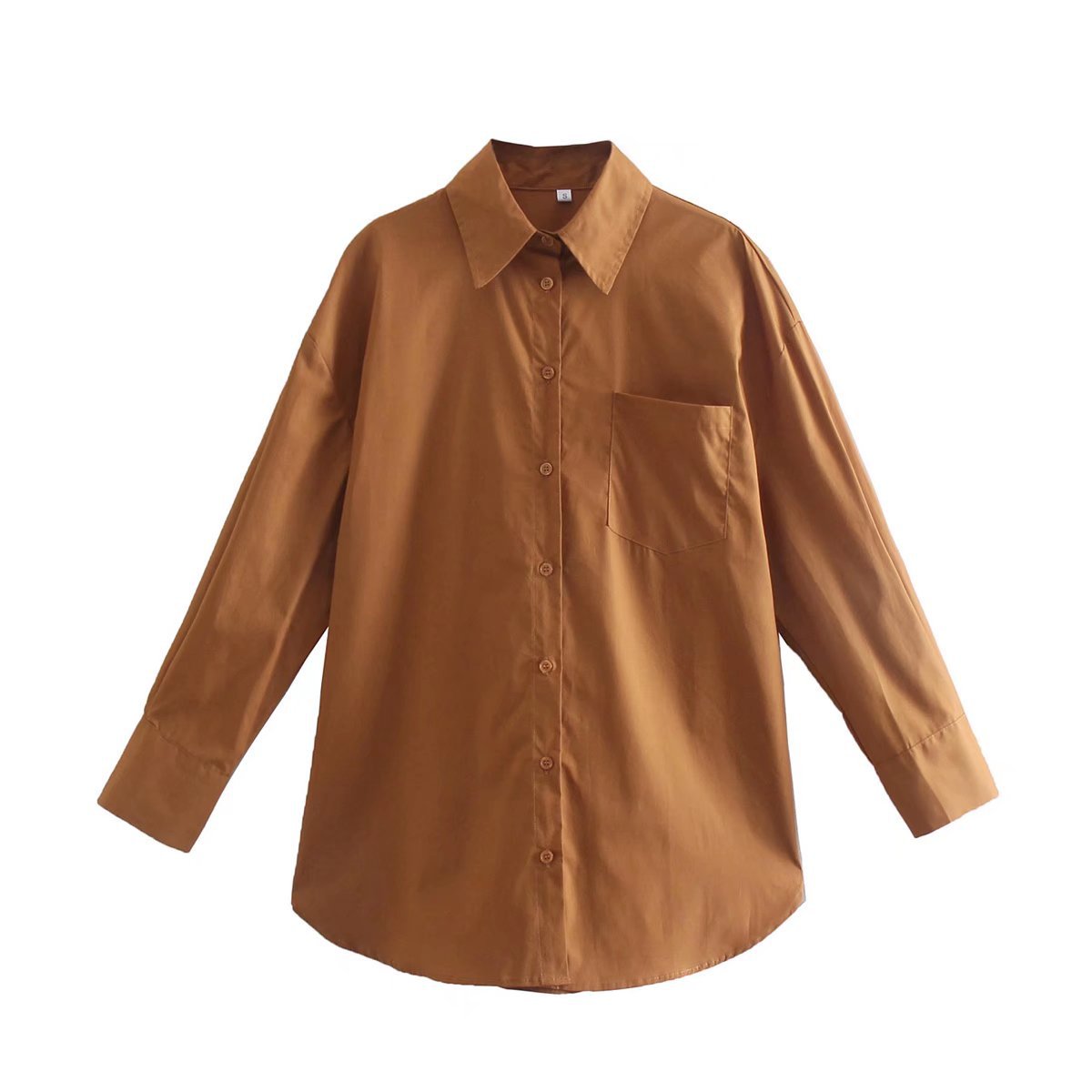 Women's Long-Sleeve Blouse with Elegant Cut and Cotton Fabric