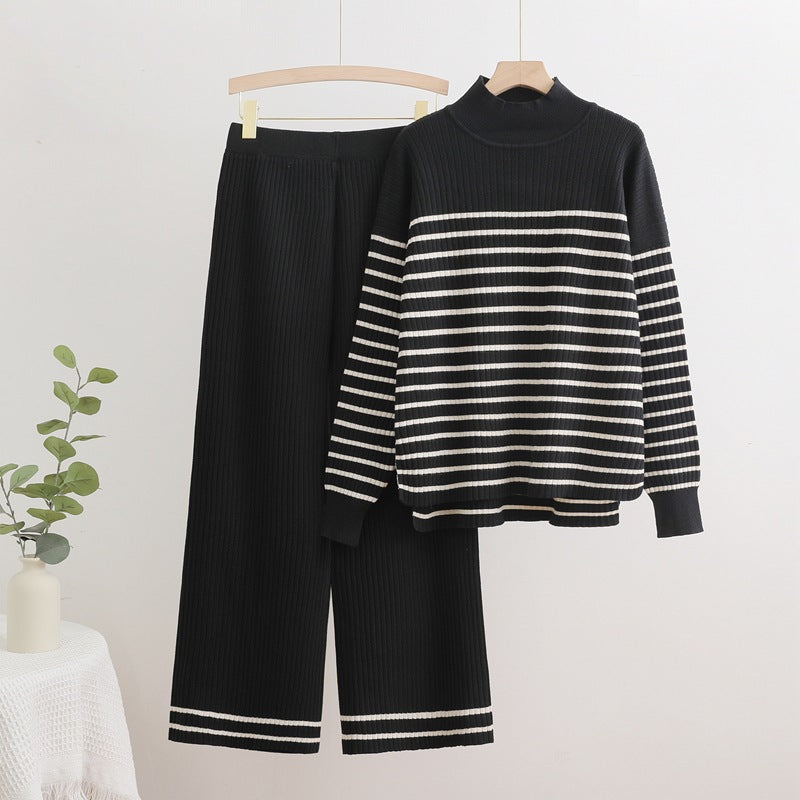 Women's Striped Knit Loungewear Set
